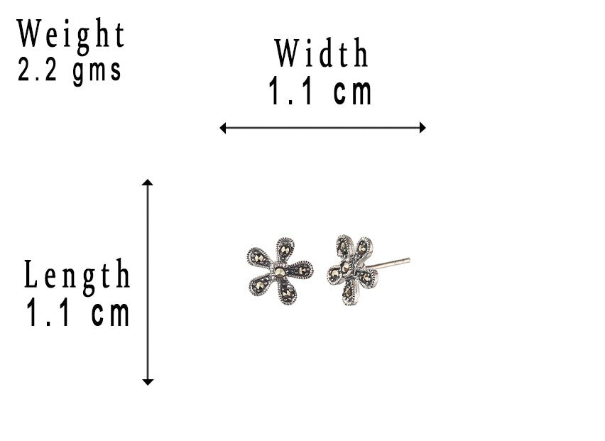 JSAJ 92.5 sterling Silver genuine silver tops with marcasite studds with marcasite earing for Girls and Womens