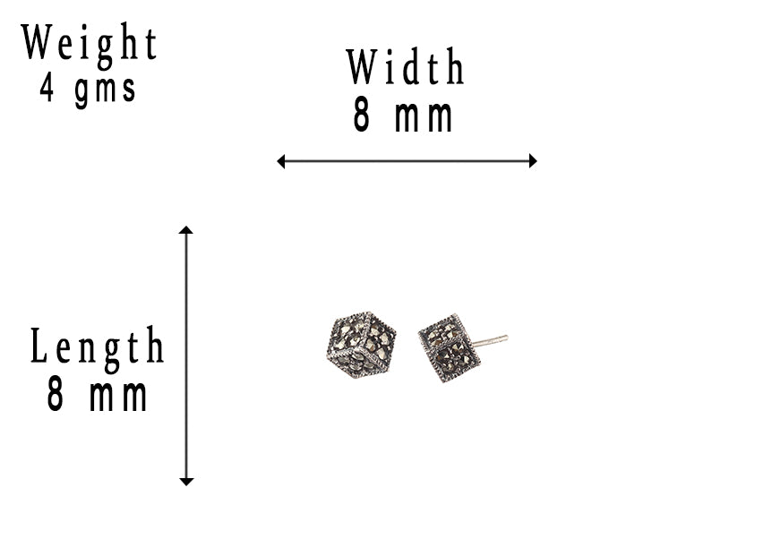 JSAJ 925 Silver Sterling silver dice with MARCASTIE STUDD TOPS for Girls and Womens