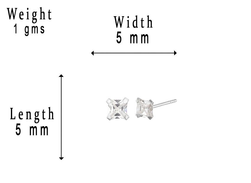 JSAJ 925 Sterling Silver square stone tops studds ZIRCONIA STUDD for Girls and Womens