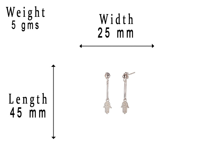 JSAJ 925 Sterling Silver FATIMA HAND EARRING for Girls and Womens