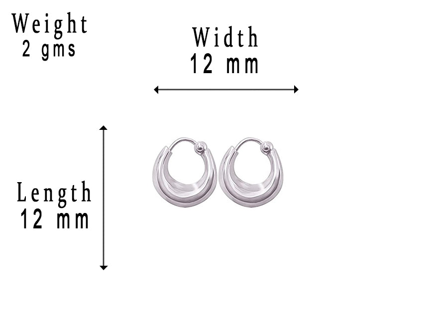 JSAJ 92.5 Sterling Silver Stylish Kaju Bali Hoop Earrings