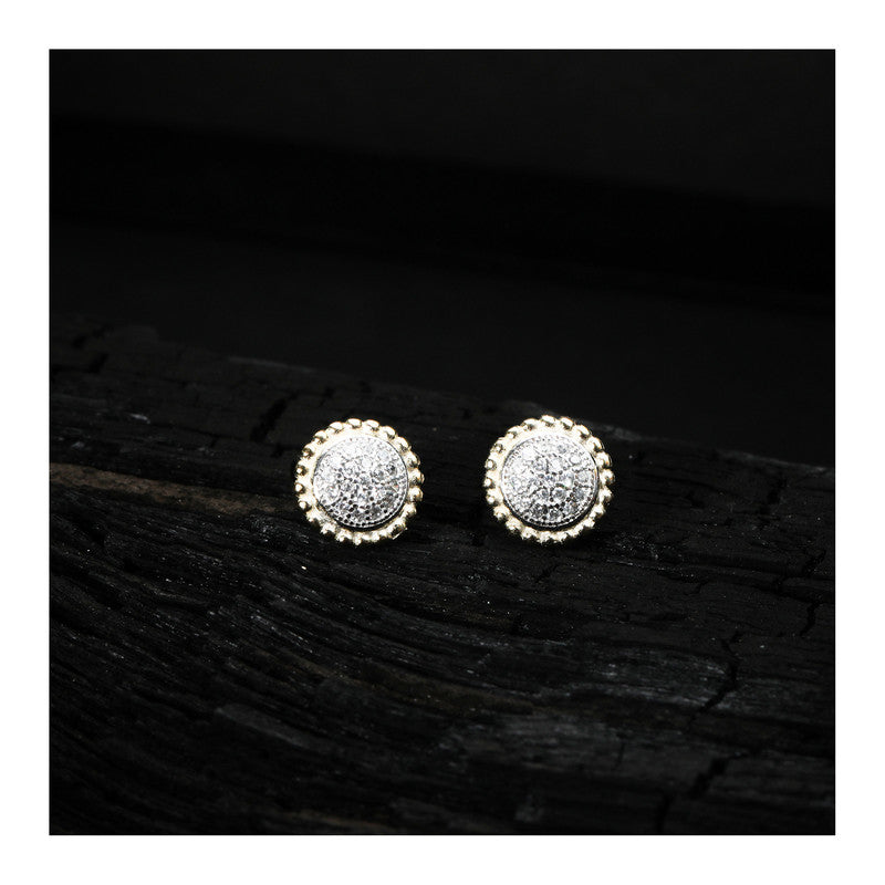 jsaj Silver 925 Sterling Silver Studds Tops Zercon Stone Studded Tiny Zercon Micro Setting of Stones Platinum Polish Studd For Womens or Girls