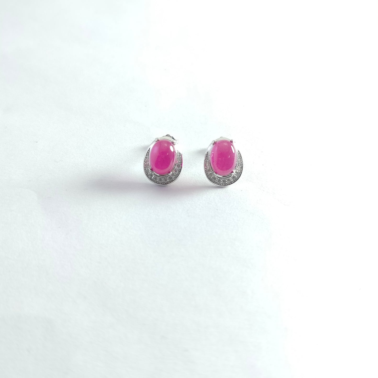 jsaj Silver 925 Sterling Silver Ruby stone Studds Tops Zercon Stone Studded Tiny Zercon Micro Setting of Stones Platinum Polish Studd For Womens or Girls