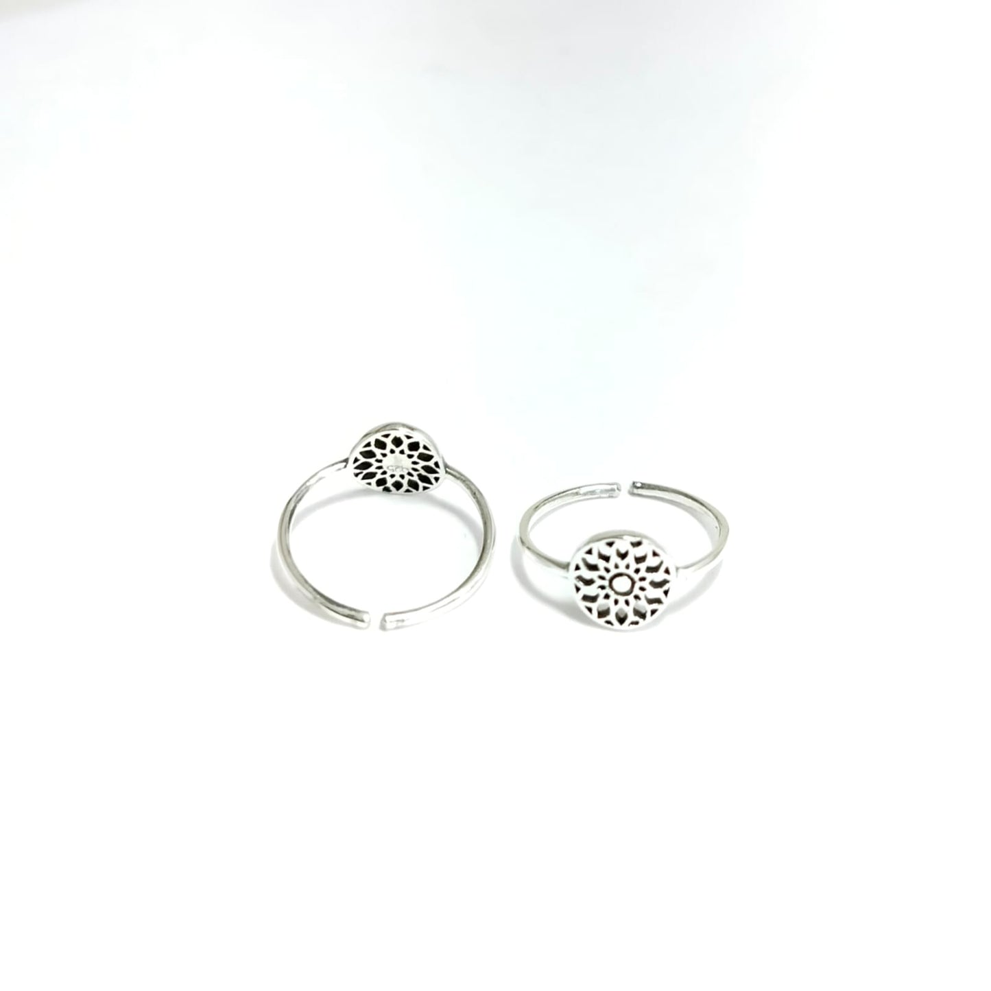 JSAJ 92.5% Pure Silver Toe Ring with Filigree Mandala Design for Women