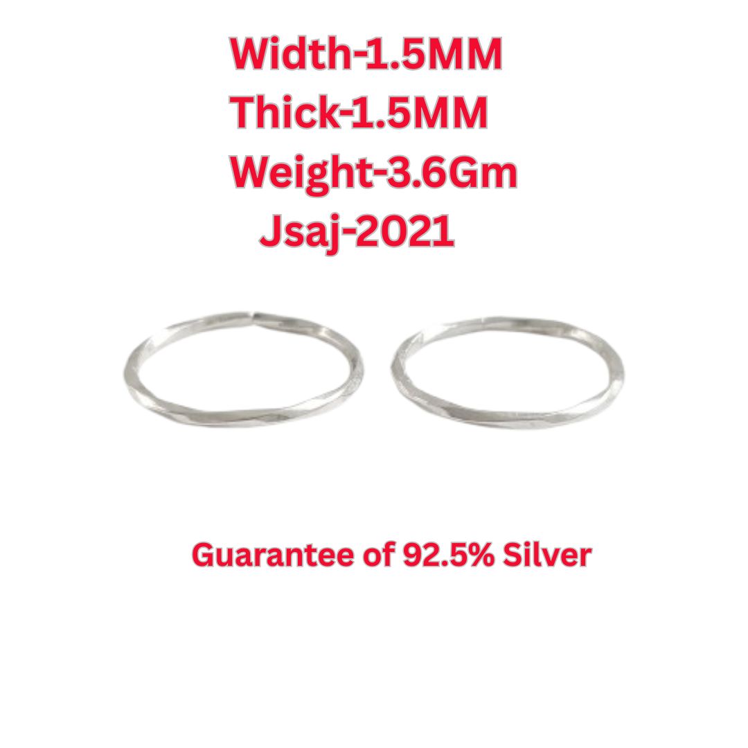 JSAJ 92.5 sterling silver curved design plain Toering, 1.5mm width, perfect for girls and women
