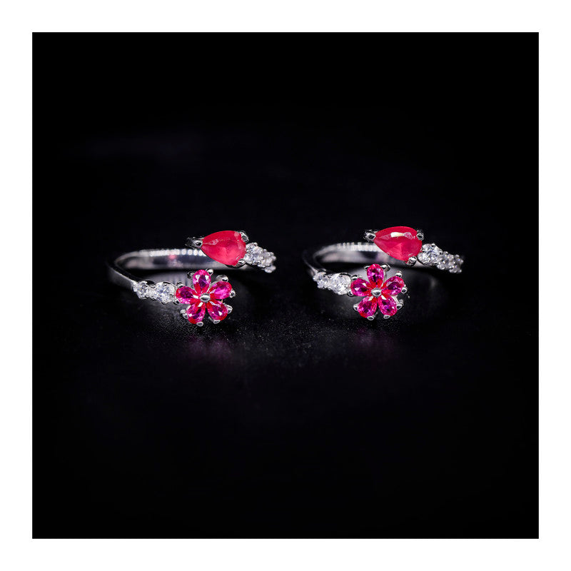jsaj toering chutki bichiya front open toering with ruby stone in rhodium plating for girls and womens innpure silver