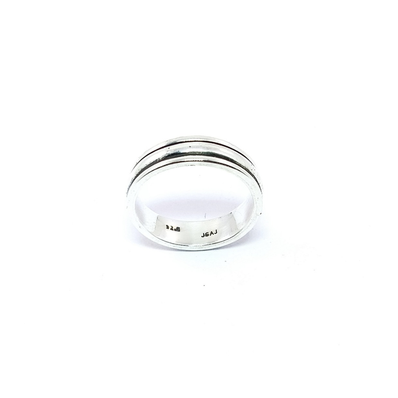 JSAJ MOVING RING WITH HALF ROUND BAND IN 925 STERLING SILVER