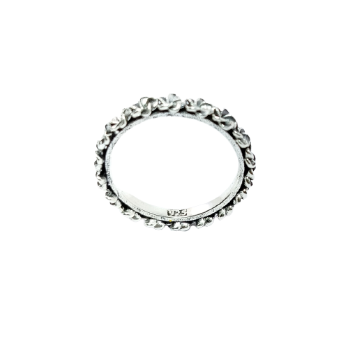 JSAJ THIN BAND FLOWER RING IN 925 STERLING SILVER