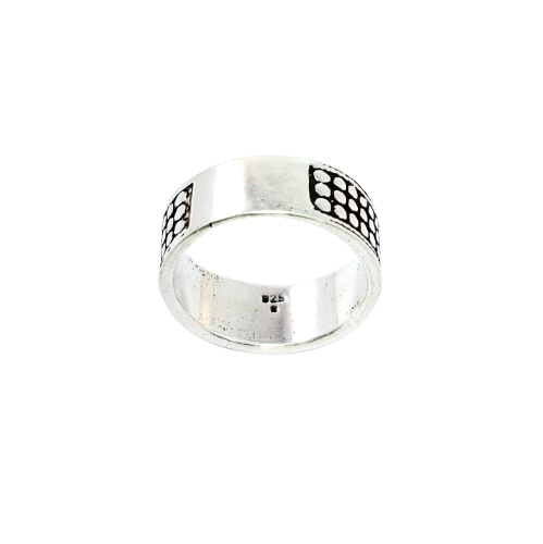 JSAJ 3 LINE BAND RING WITH BALLS IN 925 STERLING SILVER