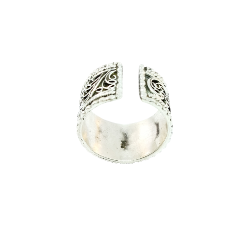 JSAJ THICK NEPALI WORK BAND RING IN 925 STERLING SILVER