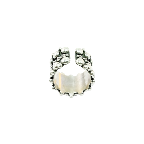 JSAJ THICK BAND RING WITH BALLS ALL AROUND IN 925 STERLING SILVER