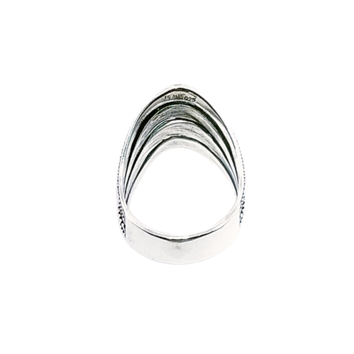 JSAJ THICK V SHAPE WITH BALLS BAND RING IN 925 STERLING SILVER