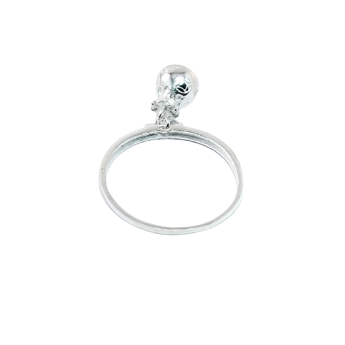 JSAJ BAND RING WITH BALL OR GUNGHRU HANGING IN 925 STERLING SILVER