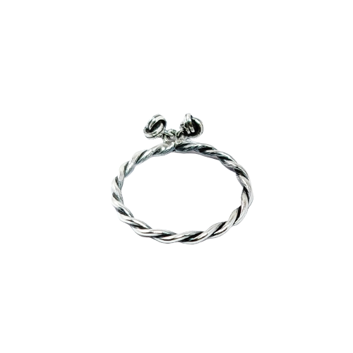 JSAJ BAND RING WITH 2 KNOTS HANGING IN 925 STERLING SILVER