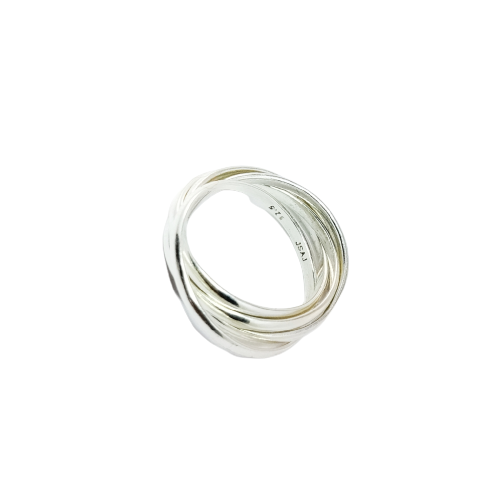 JSAJ INTERLOCKED 5 ROLLING RING IN 925 STERLING SILVER