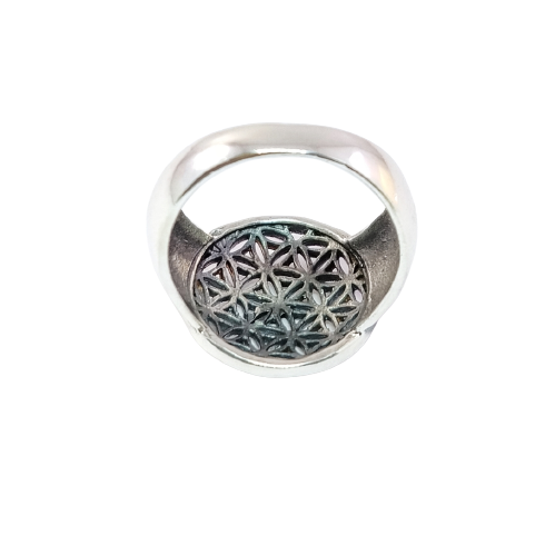 JSAJ FLOWER OF LIFE ROUND RING IN 925 STERLING SILVER