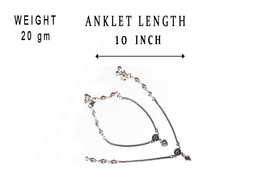 JSAJ Silver 925 Sterling Silver Fox Chain Ball Anklet for Womens Girls handmade Anklet Payal