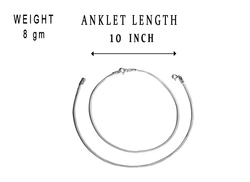 JSAJ Silver 925 Sterling Silver Round JAALI Chain Anklet for Womens Girls handmade Anklet Payal