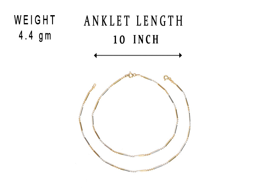 JSAJ Silver 925 Sterling Silver TWO TONE Anklet for Womens Girls handmade Anklet Payal