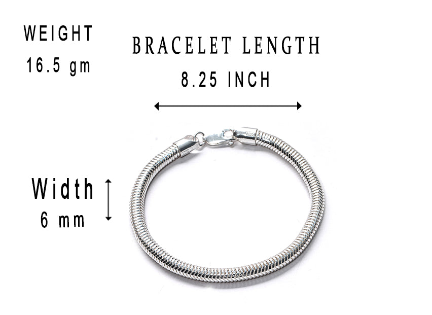 JSAJ 92.5 Sterling Silver Gents Bracelet Snack Chain flexible Bracelet for Mens and Boys