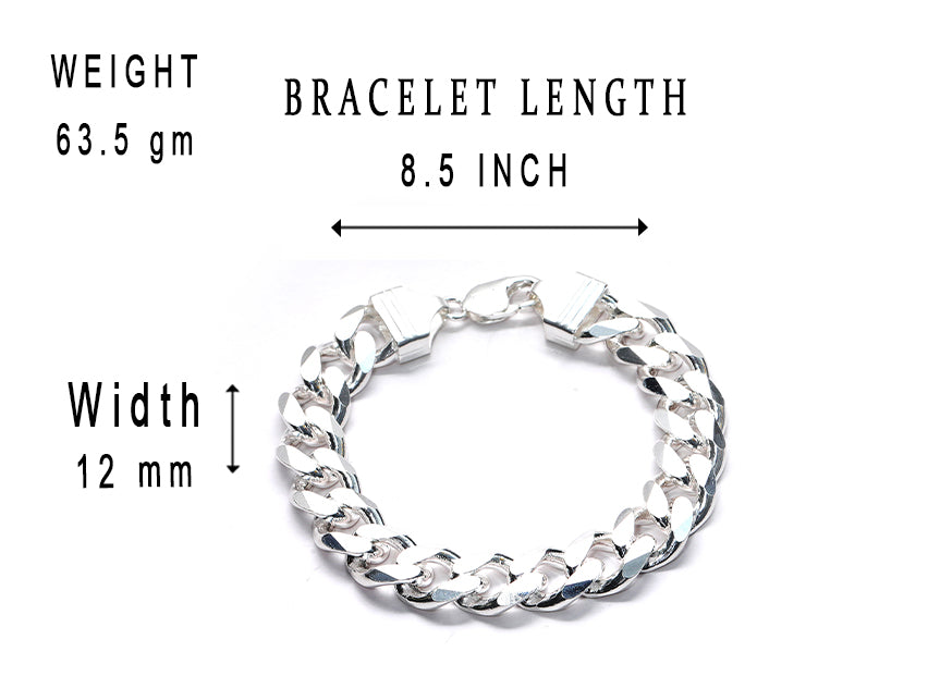 JSAJ 92.5 Sterling Silver Gents Bracelet Carab Chain Bracelet Chain Bracelet for Mens and Boys