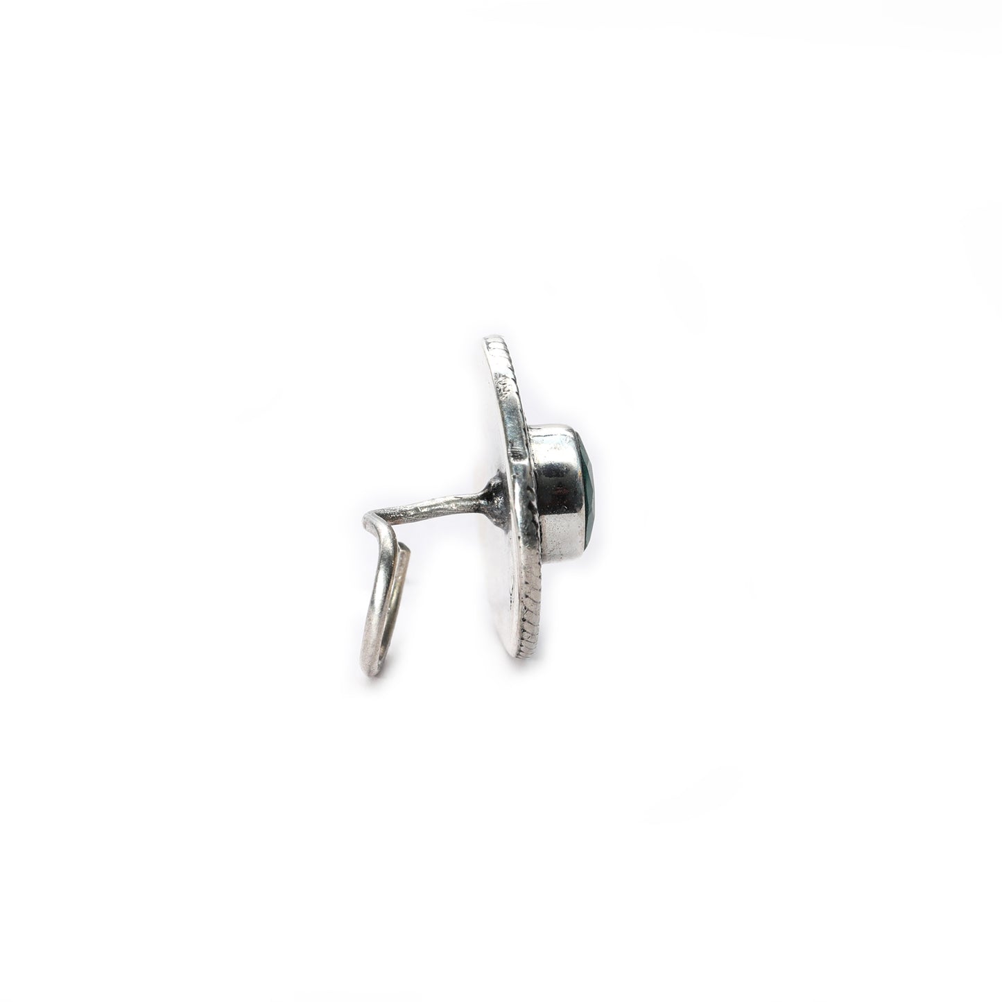JSAJ Vintage Swirl Style With Stone In 925 Pure Silver Nosepin For Girls And Women