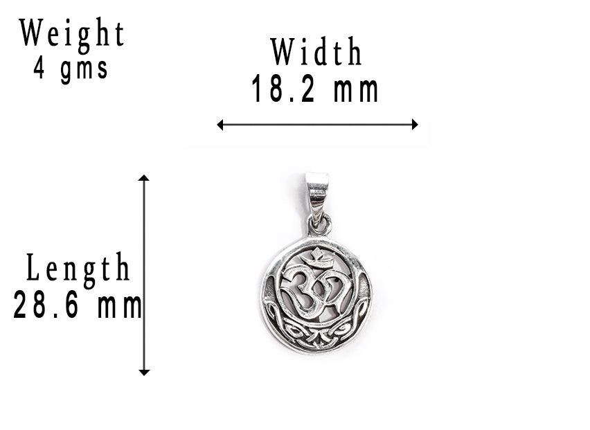 JSAJ Silver 925 Sterling Silver OM PENDENT LOCKET OM IN SMALL SIZE UNISEX PENDENT for Good Health and Wealth