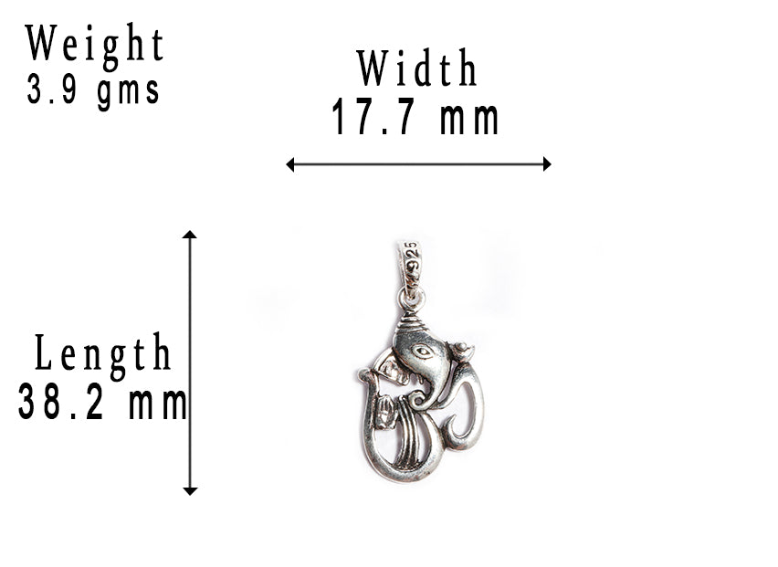 JSAJ Silver 925 Sterling Silver GOD PENDENT LOCKET GANESH JI GANPATI JI BAPA MORIYA IN MEDIUM SIZE UNISEX PENDENT for Good Health and Wealth