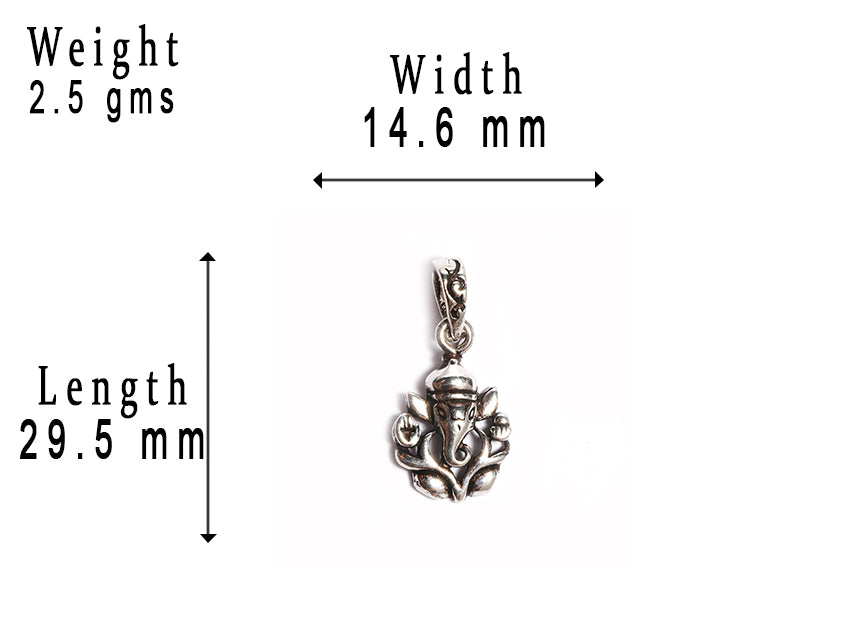 JSAJ Silver 925 Sterling SilverGOD PENDENT LOCKET GANESH JI GANPATI JI BAPA MORIYA IN SMALL SIZE UNISEX PENDENT for Good Health and Wealth