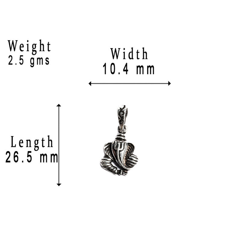 JSAJ Silver 925 Sterling Silver GOD PENDENT LOCKET GANESH JI GANPATI JI BAPA MORIYA IN SMALL SIZE UNISEX PENDENT for Good Health and Wealth