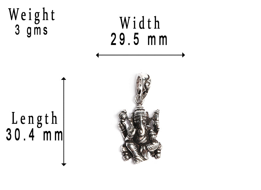 JSAJ Silver 925 Sterling Silver GOD PENDENT LOCKET GANESH JI GANPATI JI BAPA MORIYA IN SMALL SIZE UNISEX PENDENT for Good Health and Wealth