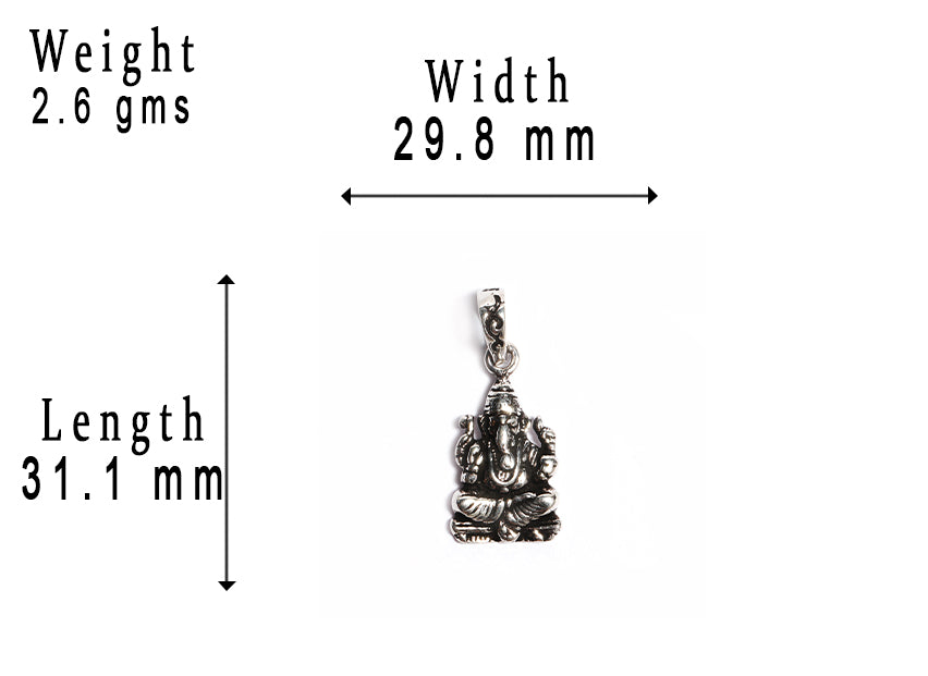 JSAJ Silver 925 Sterling Silver GOD PENDENT LOCKET GANESH JI GANPATI JI BAPA MORIYA IN SMALL SIZE UNISEX PENDENT for Good Health and Wealth