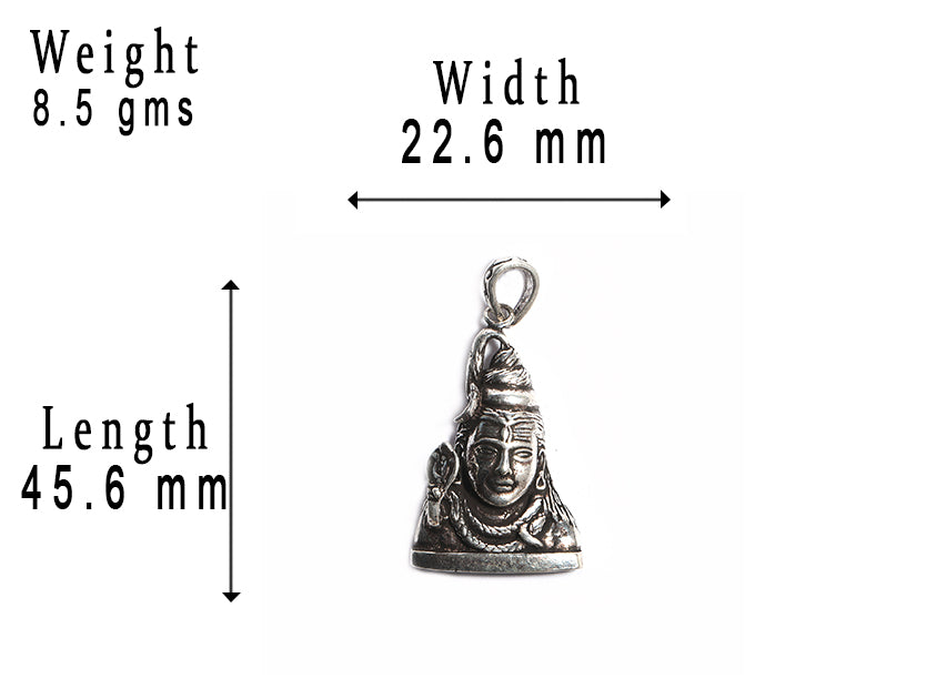 JSAJ Silver 925 Sterling Silver GOD PENDENT LOCKET LORD SHIV JI BHOLE NATH IN MEDIUM SIZE UNISEX PENDENT