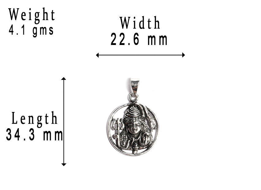 JSAJ Silver 925 Sterling Silver GOD PENDENT LOCKET LORD SHIV JI BHOLE NATH IN SMALL SIZE UNISEX PENDENT