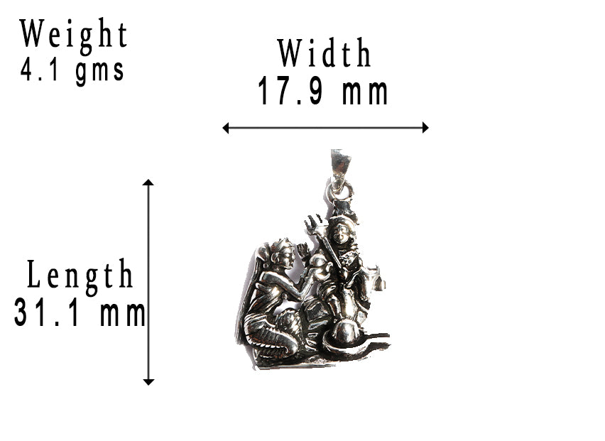 JSAJ Silver 925 Sterling Silver GOD PENDENT LOCKET LORD SHIV JI BHOLE NATH WITH PARVATI MAA IN MEDIUM SIZE UNISEX PENDENT