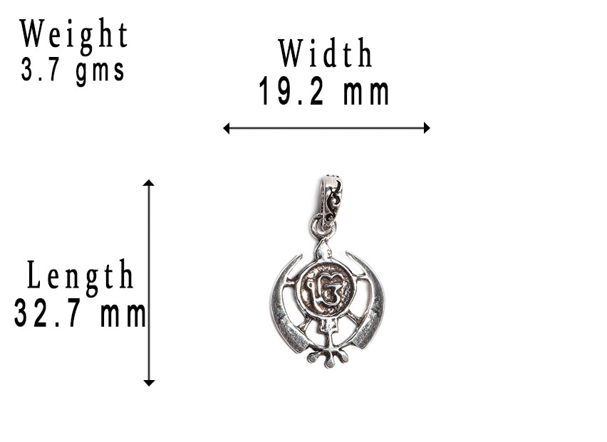 JSAJ Silver 925 Sterling Silver GOD PENDENT LOCKET KHANDA SAHIB WITH EK OM KAR IN MEDIUM SIZE UNISEX PENDENT