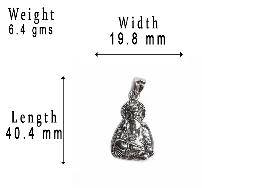 JSAJ Silver 925 Sterling Silver GOD PENDENT LOCKET GURU NANAK DEV JI IN MEDIUM SIZE UNISEX PENDENT L
