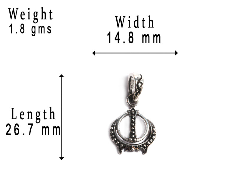 JSAJ Silver 925 Sterling Silver GOD PENDENT LOCKET KHANDA SAHIB IN SMALL SIZE UNISEX PENDENT