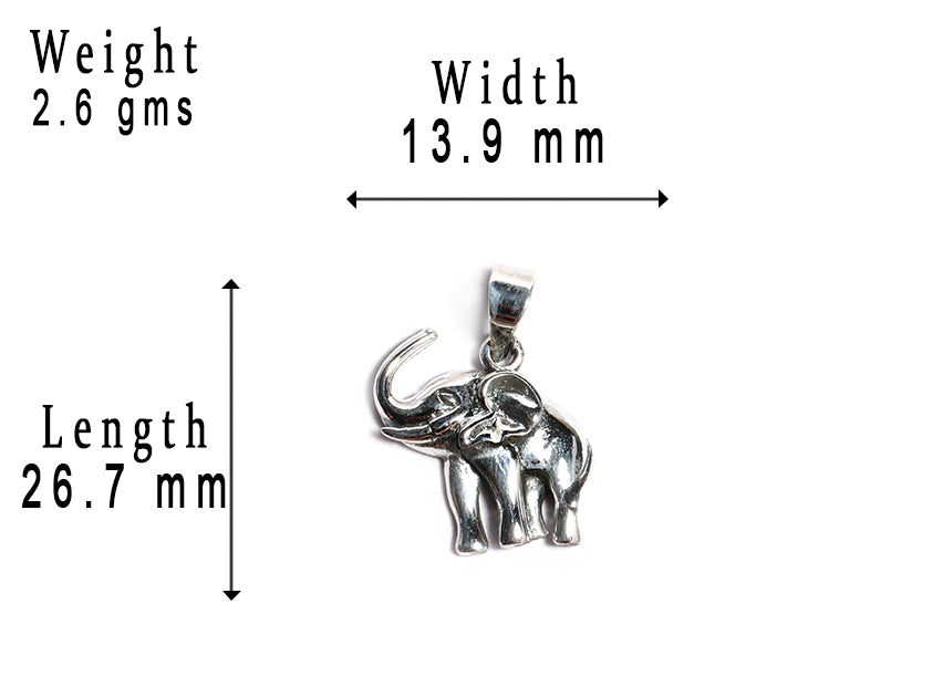 JSAJ Silver 925 Sterling Silver ANIMAL PENDANT ELEPHENTS HATTI IN SMALL SIZE UNISEX PENDENT
