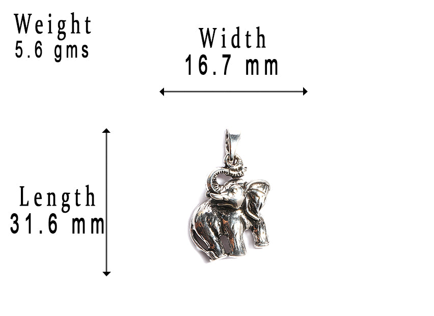 JSAJ Silver 925 Sterling Silver ANIMAL PENDANT ELEPHENTS HATTI IN SMALL SIZE UNISEX PENDENT