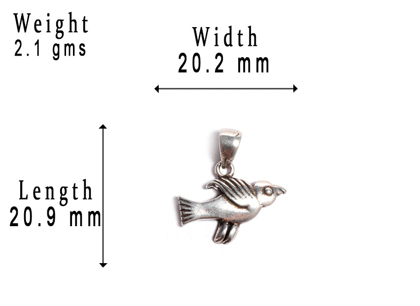 JSAJ Silver 925 Sterling Silver ANIMAL PENDANT SPARROW CHIDYA IN SMALL SIZE UNISEX PENDENT