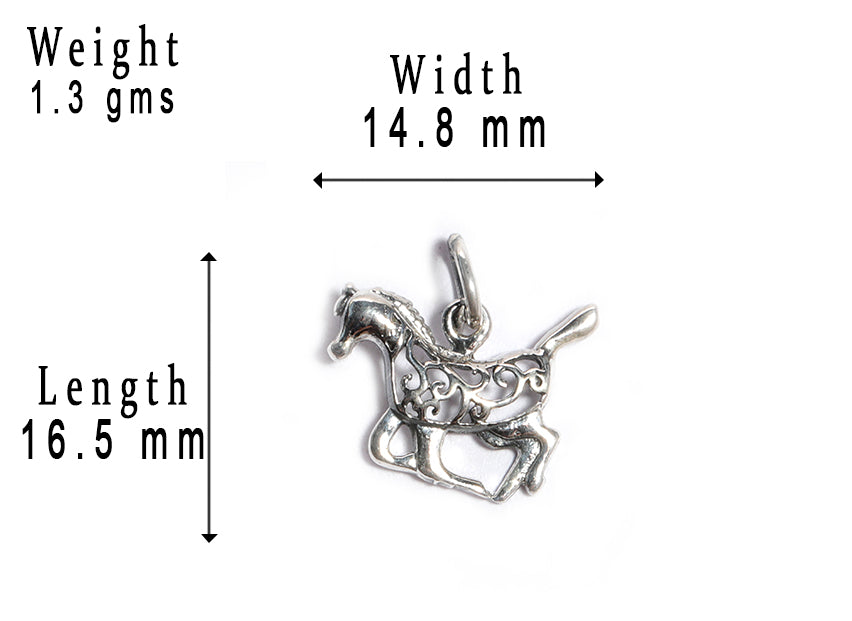 JSAJ Silver 925 Sterling Silver ANIMAL PENDANT HORSE GHODA IN SMALL SIZE UNISEX PENDENT