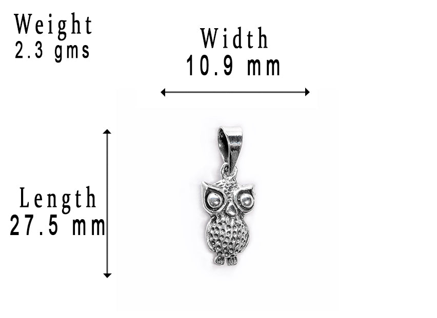 JSAJ Silver 925 Sterling Silver ANIMAL PENDANT OWL ULLU IN SMALL SIZE UNISEX PENDENT
