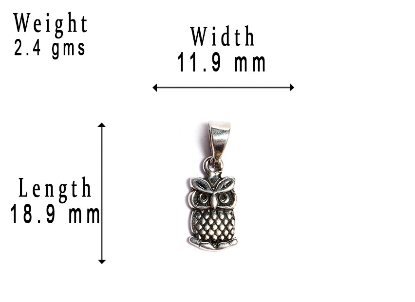 JSAJ Silver 925 Sterling Silver ANIMAL PENDANT OWL ULLU IN SMALL SIZE UNISEX PENDENT