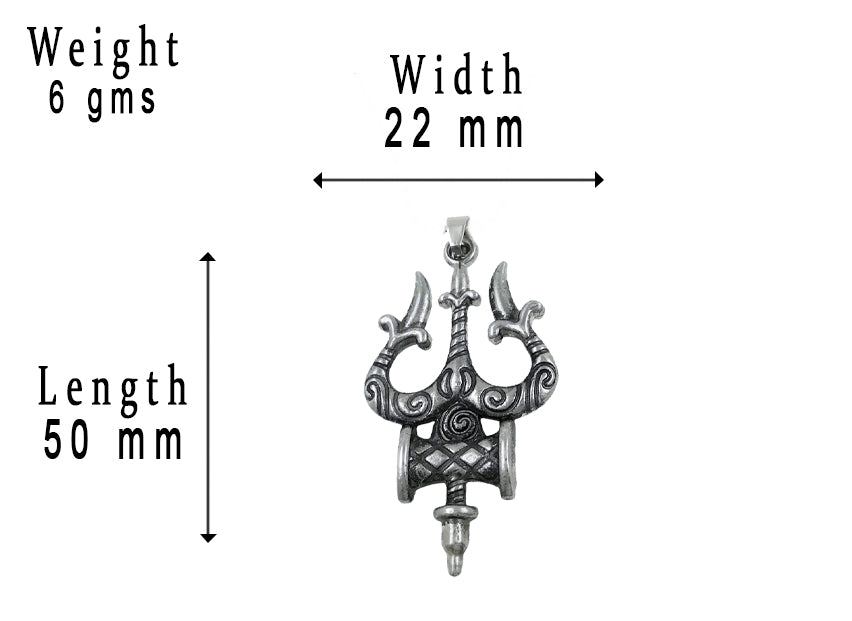 JSAJ Silver 925 Sterling Silver GOD PENDENT LOCKET LORD SHIVJI TRISHUL UNISEX PENDENT
