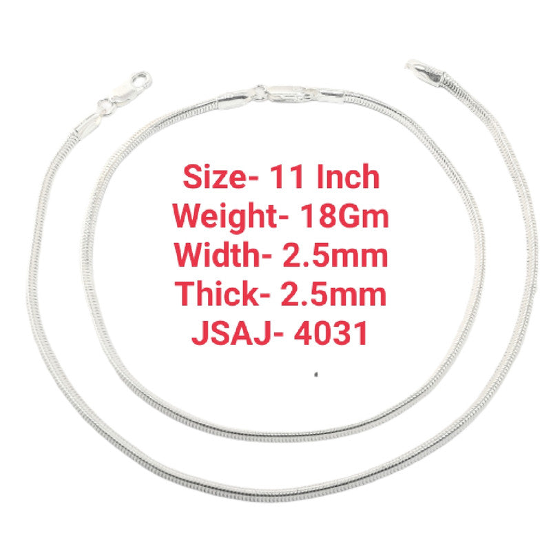 JSAJ 925 STERLING SILVER FLEXIBLE SNAKE CHAIN ANKLET FOR GIRLS AND WOMENS