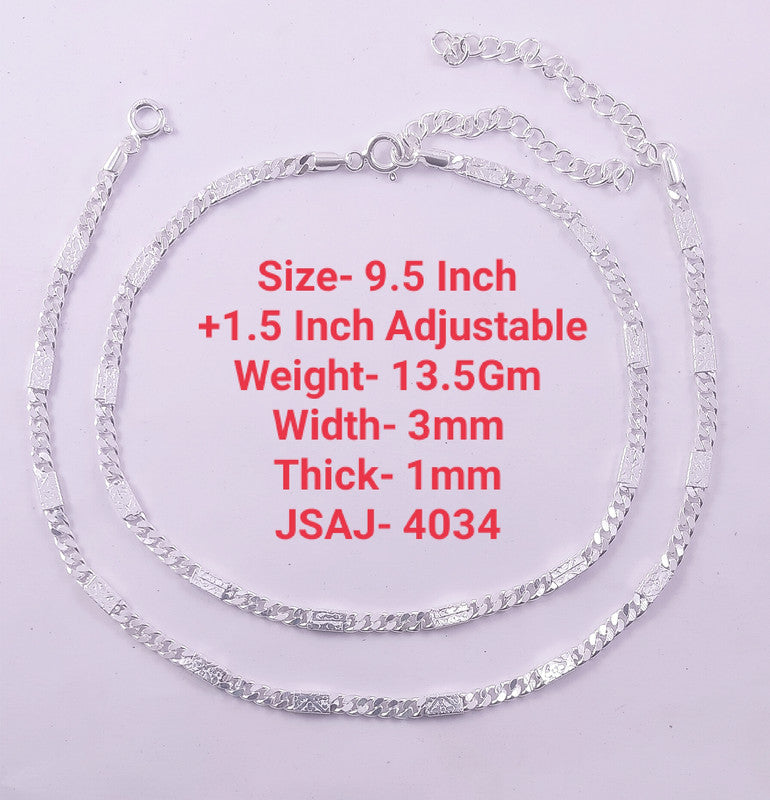 JSAJ 925 STERLING SILVER CURB LINK CHAIN WITH CLIPPING THICK CHAIN ANKLET FOR GIRLS AND WOMENS