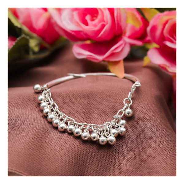 92.5 Sterling Silver Bracelet Gunghru hanging bangle adustable  for girls and women