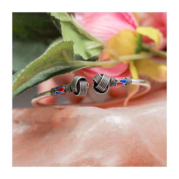 Meena work Knot Bangle 92.5 Sterling Silver for girls and womens