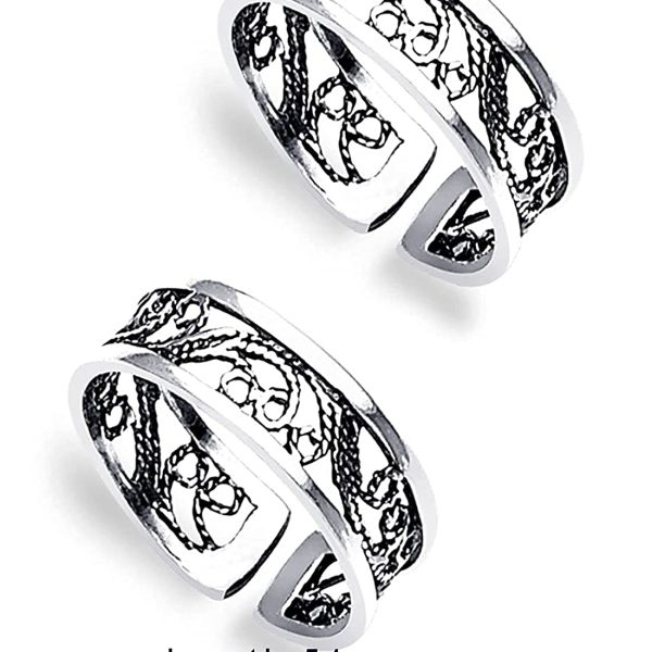 JSAJ TOERING CHUTKI BICHIYA 925 STERLING SILVER BAND TOERING THICK SILVER UNBREAKABLE COMFORTABLE DURABLE FOR GIRLS AND WOMEN'S IN PURE SILVER FILGIREE WORK
